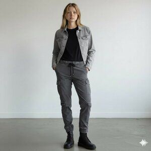 Husdon Runway Flight Pants Cargo Jeans Carbon Grey Skinny Zip Ankle Size 26